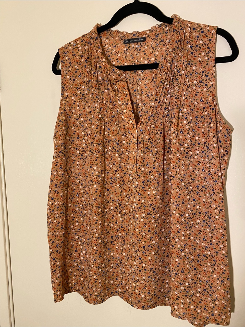 Adrianna Papell Sleeveless Floral Camisole - Rust Floral